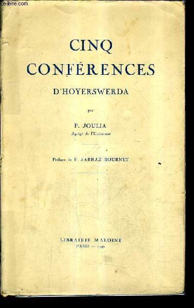 CINQ CONFERENCES D'HOYERSWERDA.