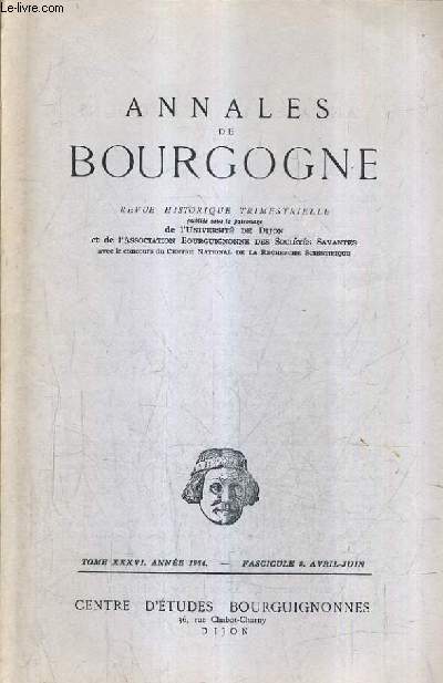 ANNALES DE BOURGOGNE N142 TOME XXXVI ANNEE 1964 FASC. 2 - philippe le bon et les terres d'empire la diplomatie bourguignonne a l'oeuvre en 1454-1455 etc.