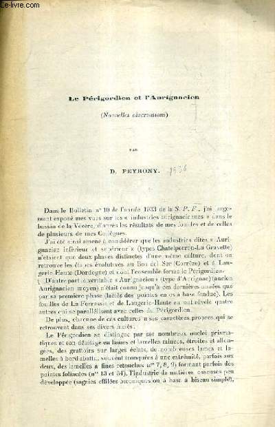 TIRE A PART : LE PERIGORDIEN ET L'AURIGNACIEN (NOUVELLES OBSERVATIONS).