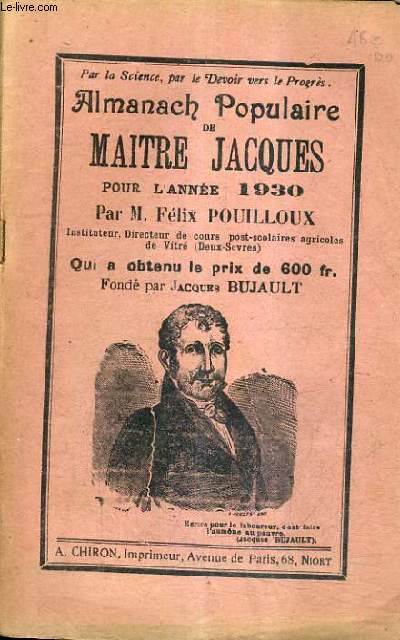 ALMANACH POPULAIRE DE MAITRE JACQUES POUR L'ANNEE 1930.