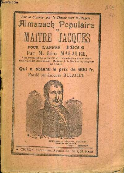 ALMANACH POPULAIRE DE MAITRE JACQUES POUR L'ANNEE 1924 .