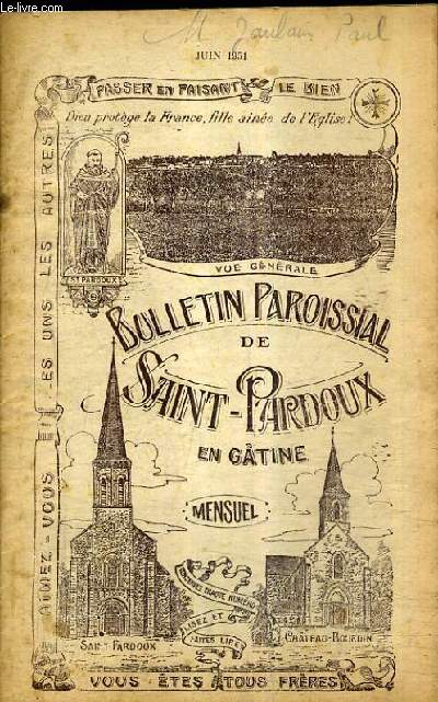 BULLETIN PAROISSIAL DE SAINT PARDOUX EN GATINE - JUIN 1951 -