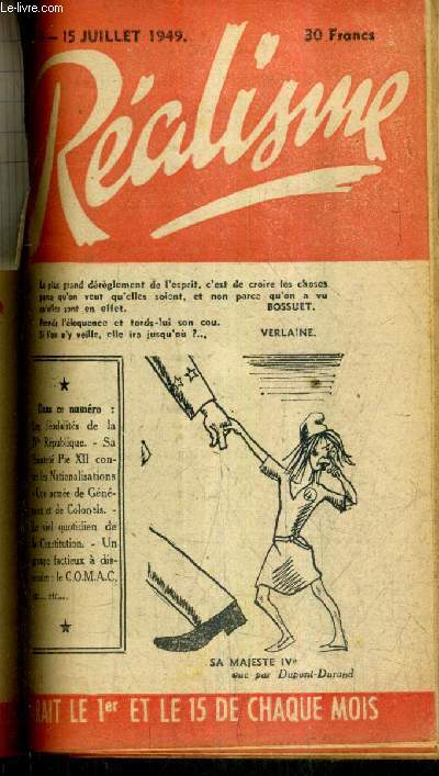 REALISME N14 15 JUILLET 1949 - Mes Isorni et Lemaire dfenseurs du marchal ptain au prsident vincent auriol etc.