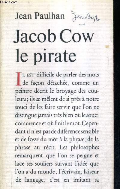 JACOB CROW LE PIRATE OU SI LES MOTS SONT DES SIGNES.