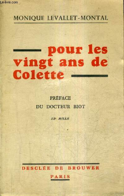 POUR LES VINGT ANS DE COLETTE.