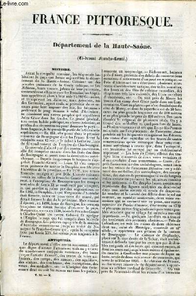 FRANCE PITTORESQUE - DEPARTEMENT DE LA HAUTE SAONE (CI DEVANT FRANCHE COMTE).