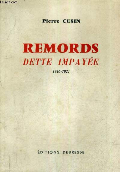 REMORDS DETTE IMPAYEE 1916-1923.