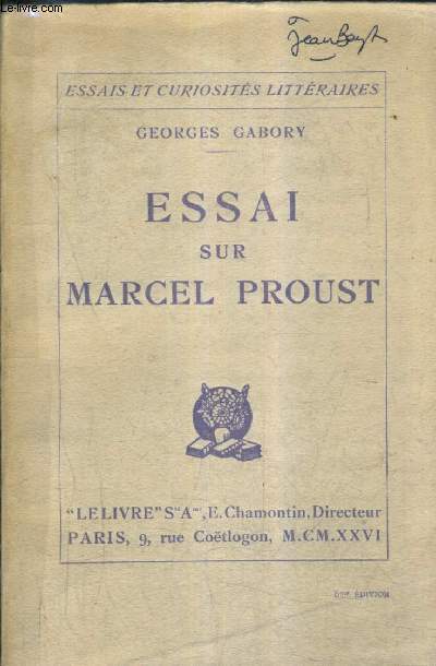 ESSAI SUR MARCEL PROUST.