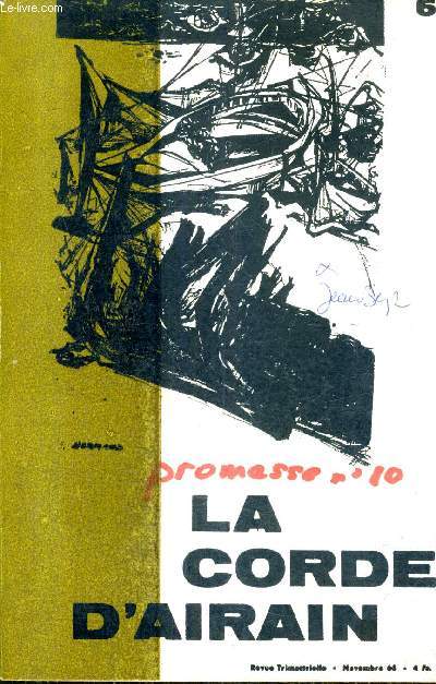 LA CORDE D'AIRAIN - NOVEMBRE 1963 - henri poncet - raymond fivet - max alhau - michel ronchin - grard le gouic - jean sarni - michel dansel - les livres -les revues -  l'tranger etc.