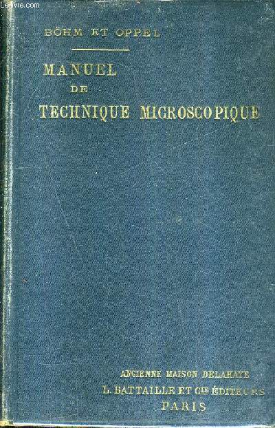 MANUEL DE TECHNIQUE MICROSCOPIQUE.