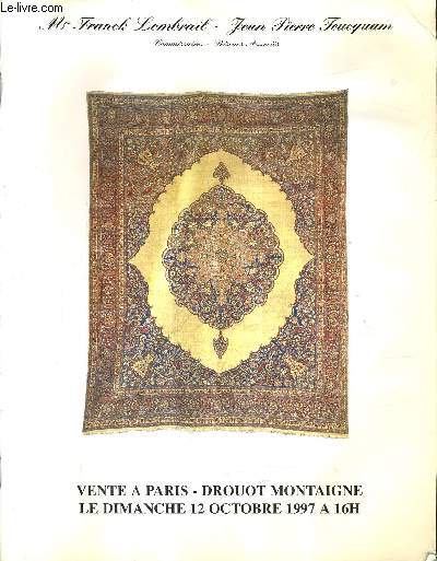 CATALOGUE DE VENTES AUX ENCHERES - IMPORTANT ENSEMBLE DE TAPIS PERSANS CAUCASIENS ET FRANCAIS TAPISSERIES XVIIE ET XVIIIE - DROUOT MONTAIGNE - 12 OCTOBRE 1997.