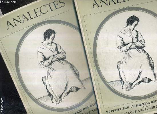 ANALECTES - RAPPORT GENERAL SUR LE SERVICE DES ALIENES EN 1874 - TOME 1 + TOME 2 .