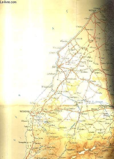 UNE CARTE EN COULEURS MAROC CARTE KILOMETRIQUE ROUTES/PISTES/CHEMINS DE FER 1939 D'ENVIRON 96 X 100 CM - ECHELLE 1 : 1 000 000.