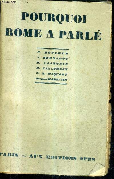 POURQUOI ROME A PARLE + ENVOI DE L'AUTEUR