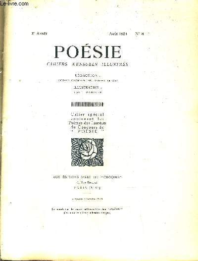 POESIE N8 AOUT 1924 3E ANNEE - Pastorale par Maurice Valette - la maison des fianailles de victor hugo par Vaunois - la sirne par Burnol - le grenier par Moreau Henry - carhaix par Guil - des femmes s'en allaient par Vaunois etc.