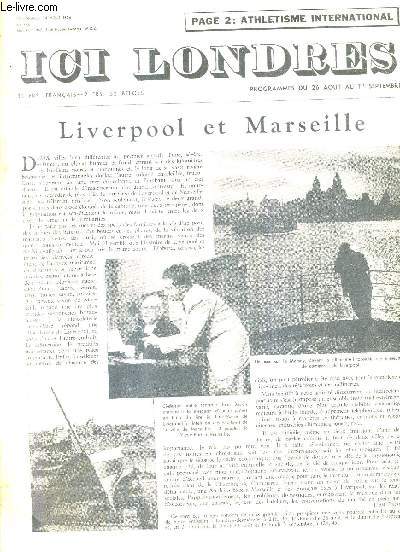 ICI LONDRES N446 24 AOUT 1956 - liverpool et marseille - le disque et les connaissances musicales - une aveugle qui en conduit d'autres - orlando gibbons - le socialisme britannique au vingtime sicle - athltisme international grande bretagne URSS.