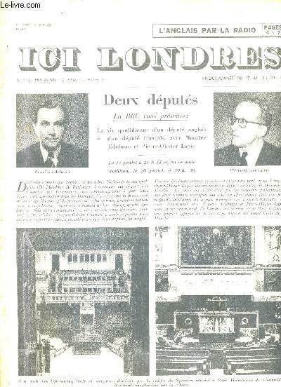 ICI LONDRES N388 15 JUILLET 1955 - deux dputs Maurice Edelman et Pierre Olivier Lapie - jardins suspendus de londres - edward fitzgerald ou le mirage des jardins persans - la centre de recherches arboricoles d'east malling etc.