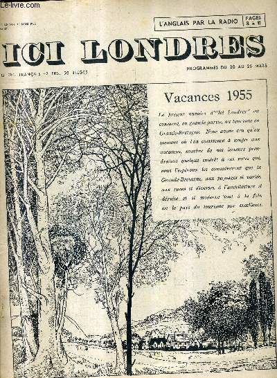 ICI LONDRES N371 18 MARS 1955 - invitation au voyage - apprenez l'anglais en angleterre au LTC ladies' college of english LTC school of english - Chartres winchester villes studieuses blotties  l'ombre des cathdrales etc.