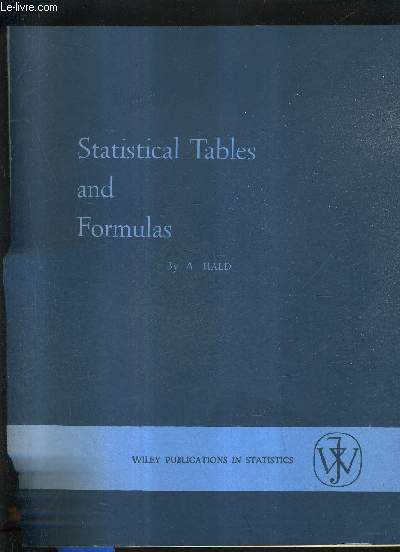 STATISTICAL TABLES AND FORMULAS.