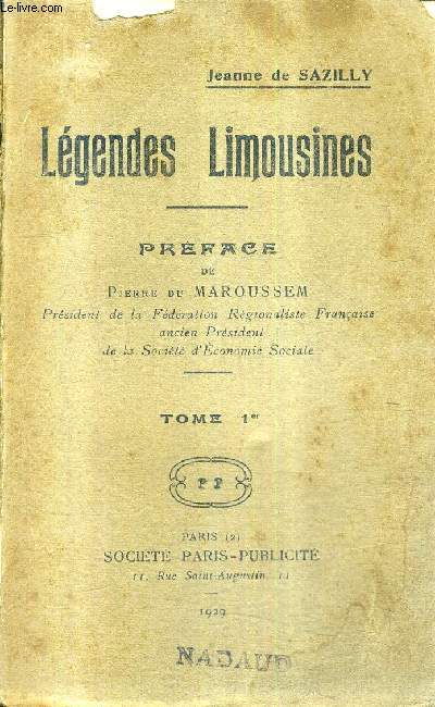 LEGENDES LIMOUSINES - TOME 1.