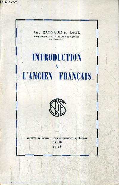 INTRODUCTION A L'ANCIEN FRANCAIS.