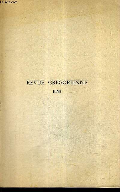 TABLE DES MATIERES : REVUE GREGORIENNE 1950.