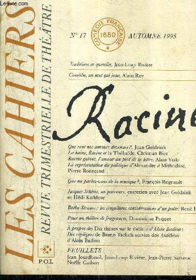 LES CAHIERS N17 AUTOMNE 1995 - RACINE.
