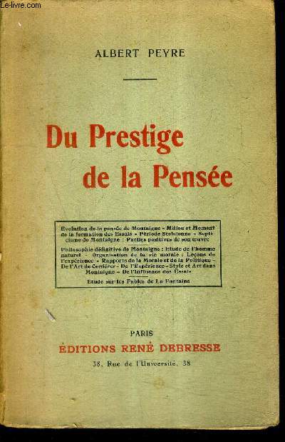 DU PRESTIGE DE LA PENSEE.