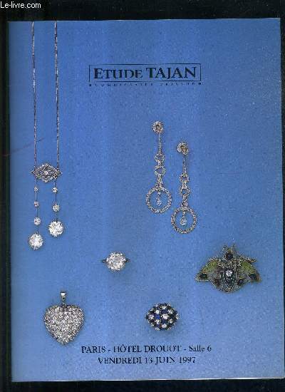 CATALOGUE DE VENTES AUX ENCHERES - OBJETS DE VITRINE IMPORTANTS BIJOUX COLLECTION DE GEMMOLOGIE ARGENTERIE - PARIS HOTEL DROUOT SALLE 6 - 13 JUIN 1997 .