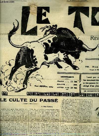 LE TORIL REVUE TAUROMACHIQUE N548 12 FEVRIER 1938 - Le culte du pass - ncrologie - arte toros y coletas - cartels 1938 - antonio carmona el gordita - toros en france - le razeteur bouterin - les corridas et le conseil d'tat - toros en amrique etc .