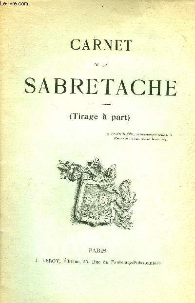 CARNET DE LA SABRETACHE (TIRAGE A PART) - L'ORDRE DE CINCINNATUS.