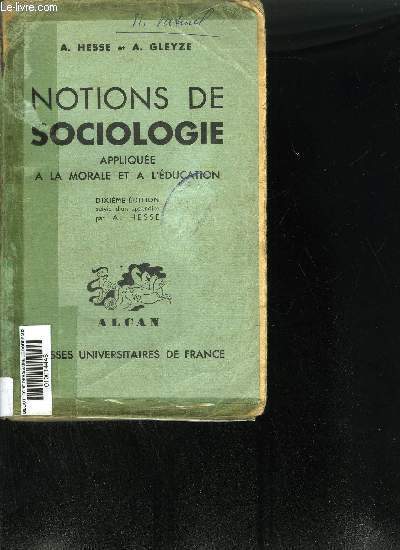 NOTIONS DE SOCIOLOGIE APPLIQUEE A LA MORALE ET A L EDUCATION