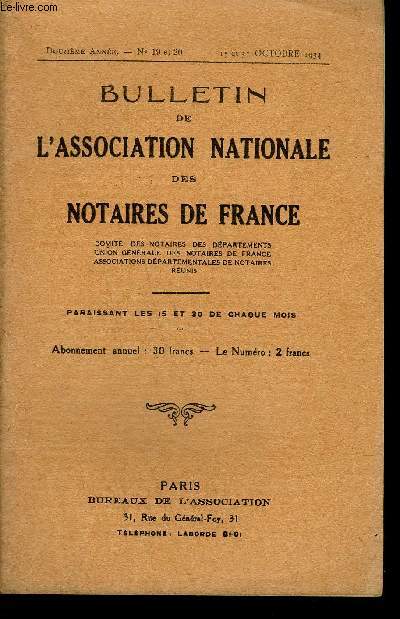 BULLETIN DE L ASSOCIATION NATIONALE DES NOTAIRES DE FRANCE