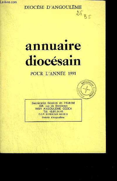 ANNUAIRE DIOCESAIN POUR L ANNEE 1991