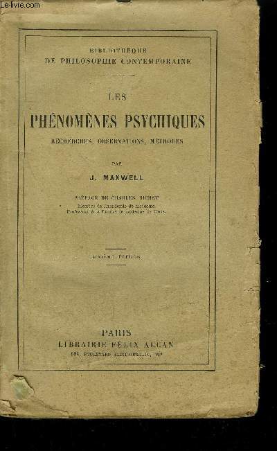 LES PHENOMENES PSYCHIQUES - RECHERCHES, OBSERVATIONS, METHODES