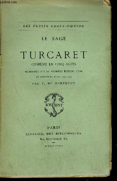 LE SAGE - TURCARET - COMEDIE EN CINQ ACTES