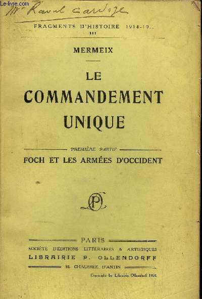 LE COMMANDEMENT UNIQUE - 1ERE PARTIE - FOCHE ET LES ARMEES D'OCCIDENT