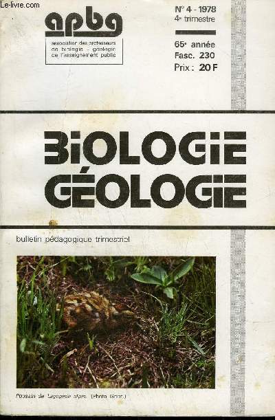 BIOLOGIE GEOLOGIE - N4 - 1978