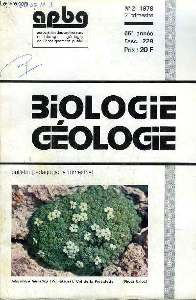 BIOLOGIE GEOLOGIE - N2 - 1978