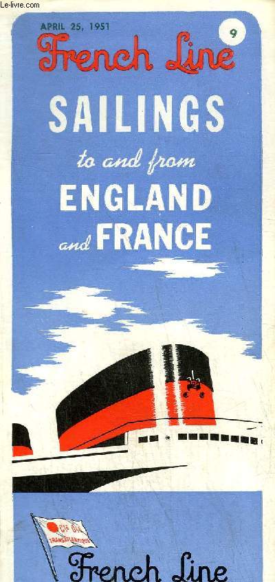 PLAQUETTE - SAILINGS TO AND FROM ENGLAND AND FRANCE