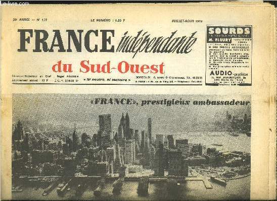 JOURNAL / FRANCE INDEPENDANTE DU SUD-OUEST JUILLET-AOUT 1974 N157