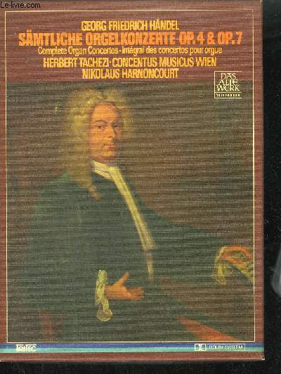 COFFRET COMPLET GEORG FRIEDRICH HANDEL 1685-1759 - SAMTLICHE ORGELKONZERTE O.P. 4 & OP. 7 - CONTENANT 2 CASSETTES AUDIO + 1 LIVRET L'INTERPRETATION DES CONCERTOS POUR ORGUE