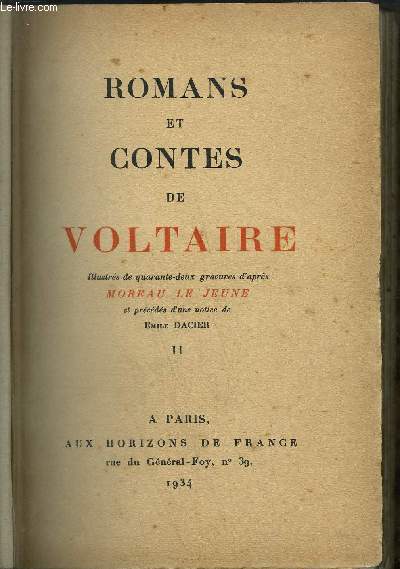 ROMANS ET CONTES DE VOLTAIRE tome 2