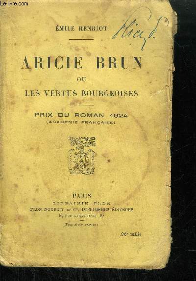 ARICIE BRUN OU LES VERTUS BOURGEOISES