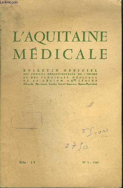 L'AQUITAINE MEDICALE - N3 CINQUIEME ANNEE