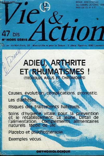 REVUE VIE ET ACTION N47 BIS HORS SERIE - SEPTEMBRE-OCOTBRE 1968