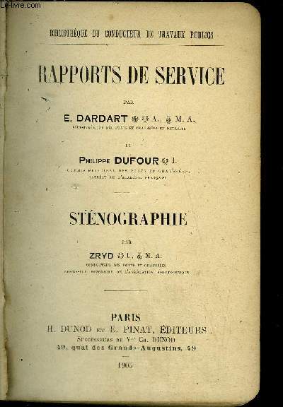 RAPPORTS DE SERVICE - STENOGRAPHIE