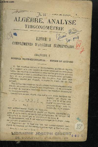 ALGEBRE, ANALYSE TRIGONOMETRIE