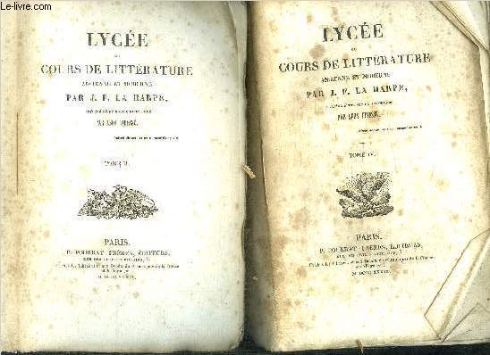 LYCEE OU COURS DE LITTERATURE ANCIENNE ET MODERNE - 12 VOLUMES (INCOMPLET)