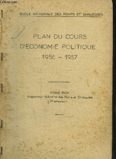 PLAN DU COURS D'ECONOMIE POLITIQUE 1956-1957